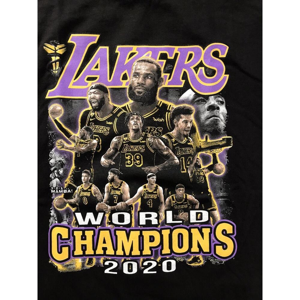 Nwot Los Angeles Lakers Championship T-Shirt Lebron Kobe Black Sz Large